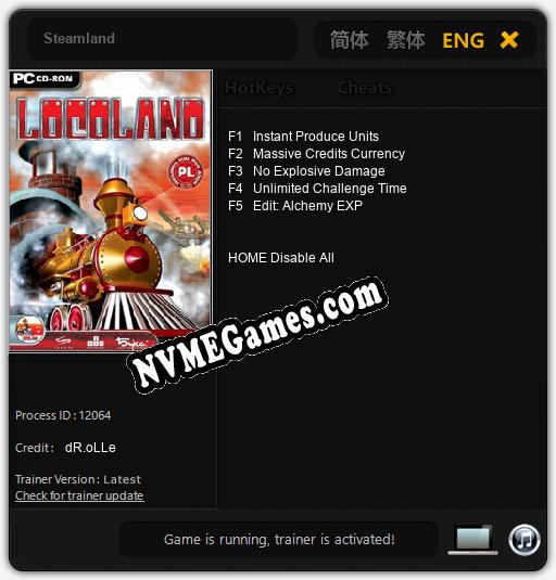 Treinador liberado para Steamland [v1.0.7]