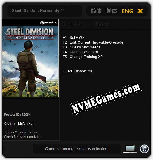 Steel Division: Normandy 44: Trainer +5 [v1.1]