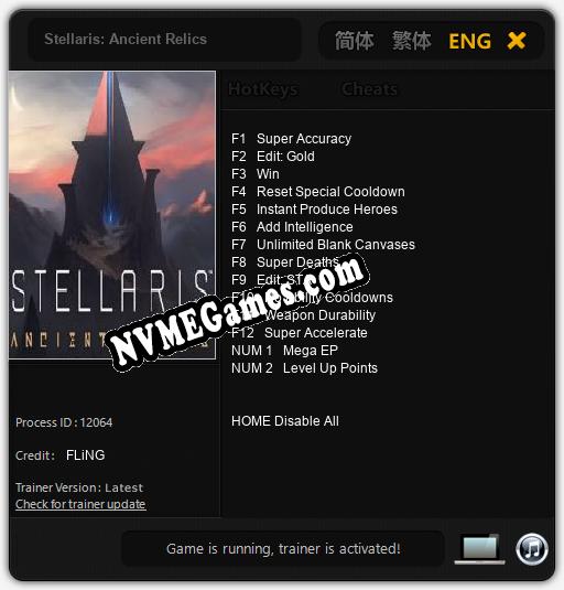 Treinador liberado para Stellaris: Ancient Relics [v1.0.2]