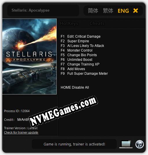 Stellaris: Apocalypse: Cheats, Trainer +9 [MrAntiFan]