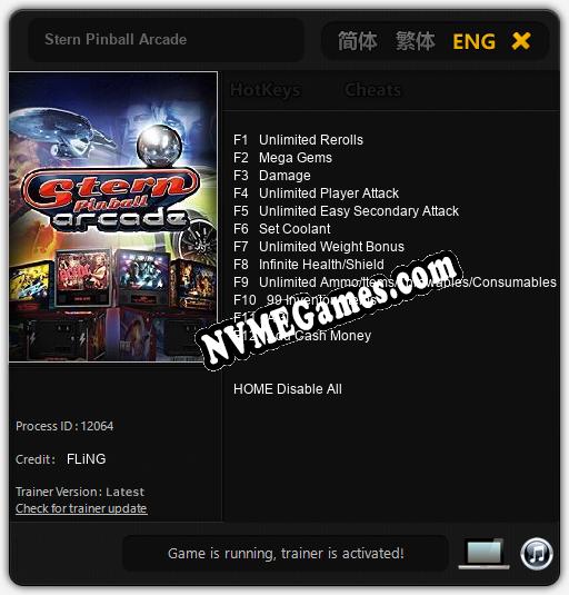 Treinador liberado para Stern Pinball Arcade [v1.0.4]