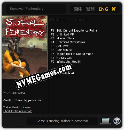 Stonewall Penitentiary: Cheats, Trainer +9 [CheatHappens.com]