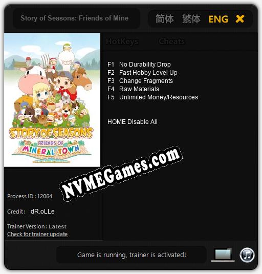 Story of Seasons: Friends of Mineral Town: Cheats, Trainer +5 [dR.oLLe]