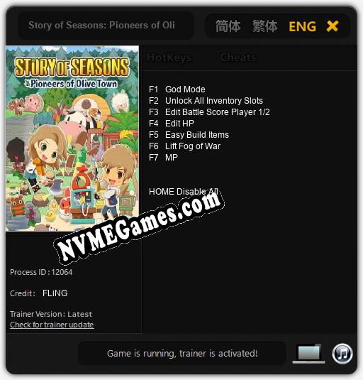 Treinador liberado para Story of Seasons: Pioneers of Olive Town [v1.0.3]