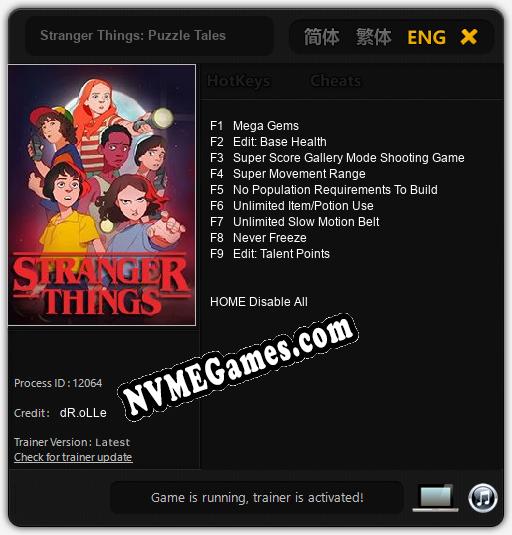 Treinador liberado para Stranger Things: Puzzle Tales [v1.0.1]