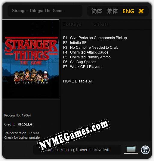 Treinador liberado para Stranger Things: The Game [v1.0.4]