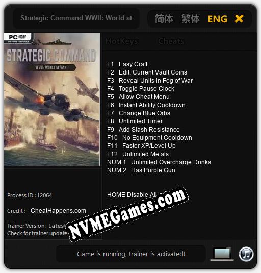 Strategic Command WWII: World at War: Cheats, Trainer +14 [CheatHappens.com]