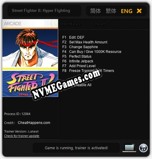 Street Fighter II: Hyper Fighting: Trainer +8 [v1.8]