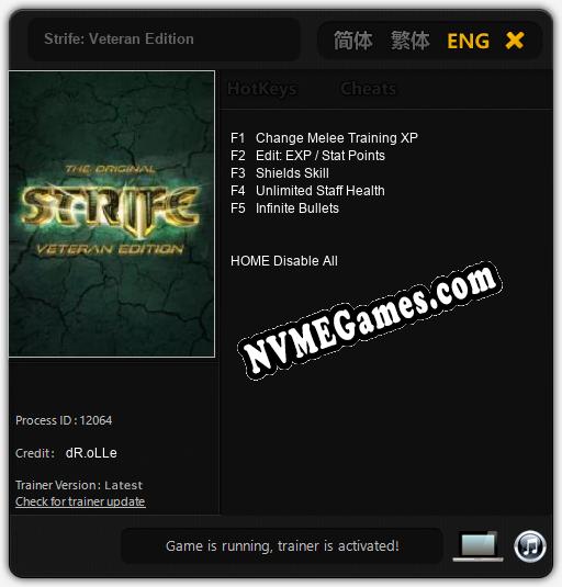 Treinador liberado para Strife: Veteran Edition [v1.0.1]