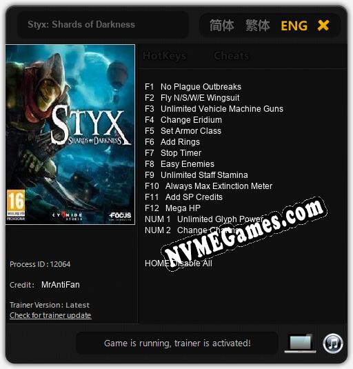 Styx: Shards of Darkness: Treinador (V1.0.63)