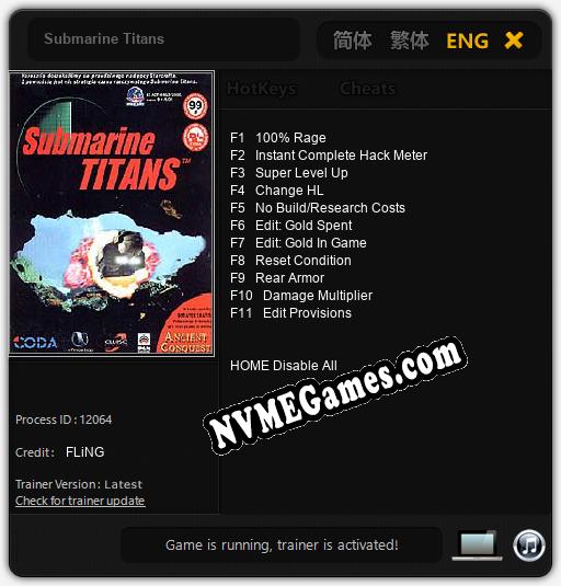 Treinador liberado para Submarine Titans [v1.0.4]