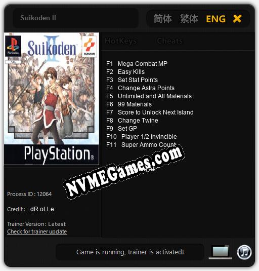 Suikoden II: Trainer +11 [v1.5]