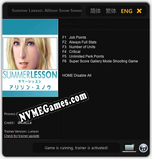 Summer Lesson: Allison Snow Seven Days Garden: Cheats, Trainer +6 [dR.oLLe]