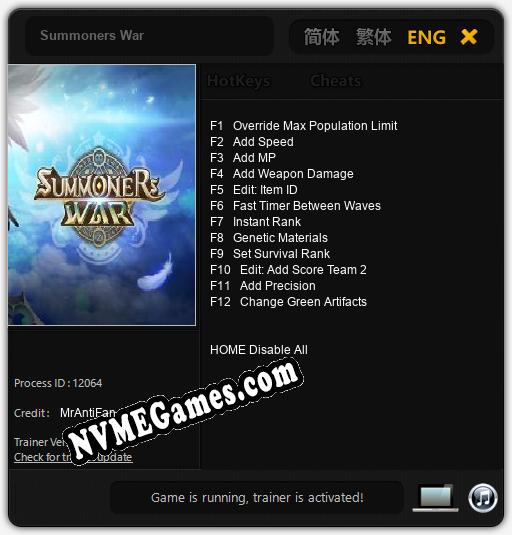 Summoners War: Cheats, Trainer +12 [MrAntiFan]