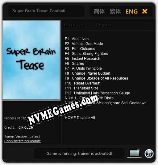 Treinador liberado para Super Brain Tease: Football [v1.0.7]