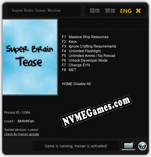 Treinador liberado para Super Brain Tease: Movies [v1.0.7]