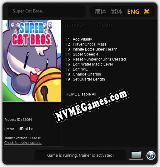 Super Cat Bros.: Cheats, Trainer +9 [dR.oLLe]