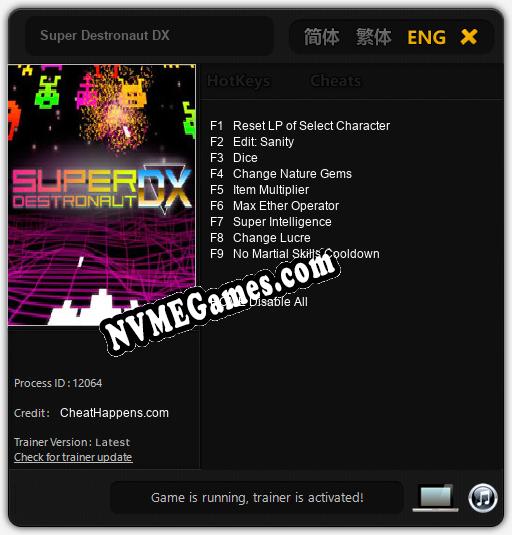 Super Destronaut DX: Cheats, Trainer +9 [CheatHappens.com]