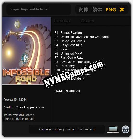 Super Impossible Road: Cheats, Trainer +12 [CheatHappens.com]