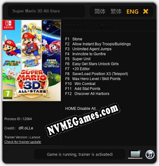 Super Mario 3D All-Stars: Cheats, Trainer +12 [dR.oLLe]