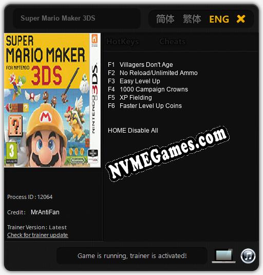 Super Mario Maker 3DS: Trainer +6 [v1.4]