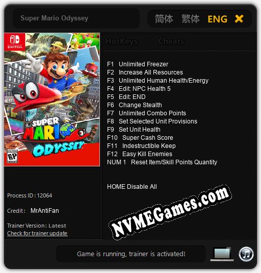 Super Mario Odyssey: Trainer +13 [v1.3]