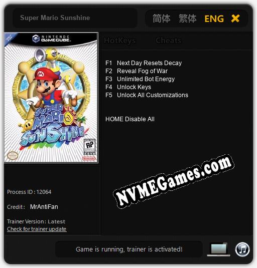 Super Mario Sunshine: Cheats, Trainer +5 [MrAntiFan]