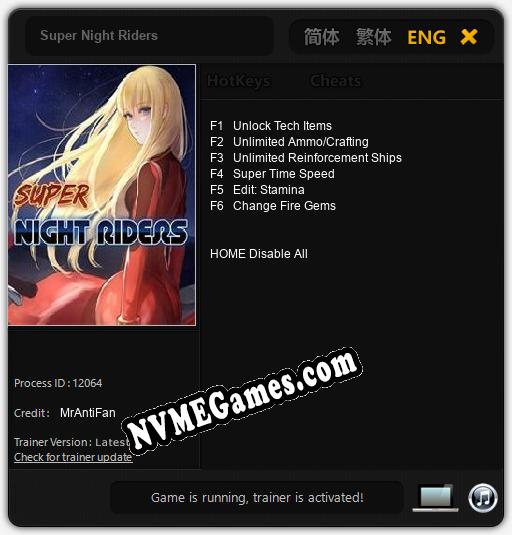 Super Night Riders: Trainer +6 [v1.1]