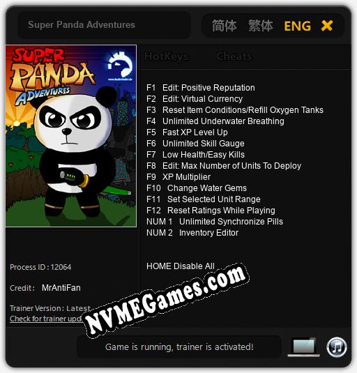 Super Panda Adventures: Cheats, Trainer +14 [MrAntiFan]