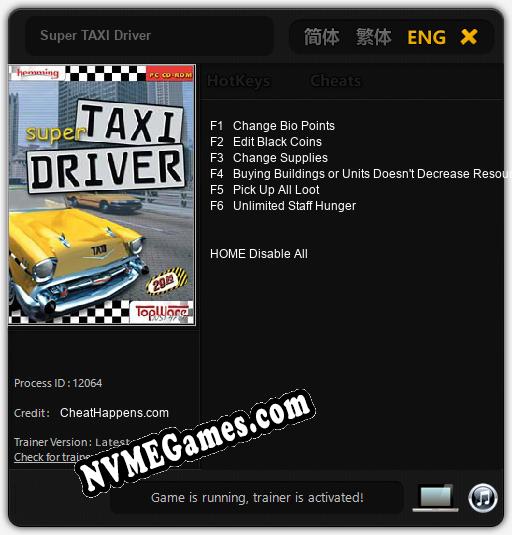 Treinador liberado para Super TAXI Driver [v1.0.6]