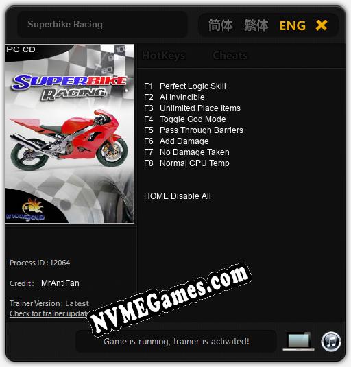 Superbike Racing: Trainer +8 [v1.9]