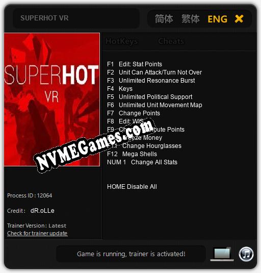 SUPERHOT VR: Trainer +13 [v1.2]