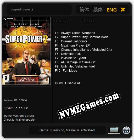 Treinador liberado para SuperPower 2 [v1.0.7]