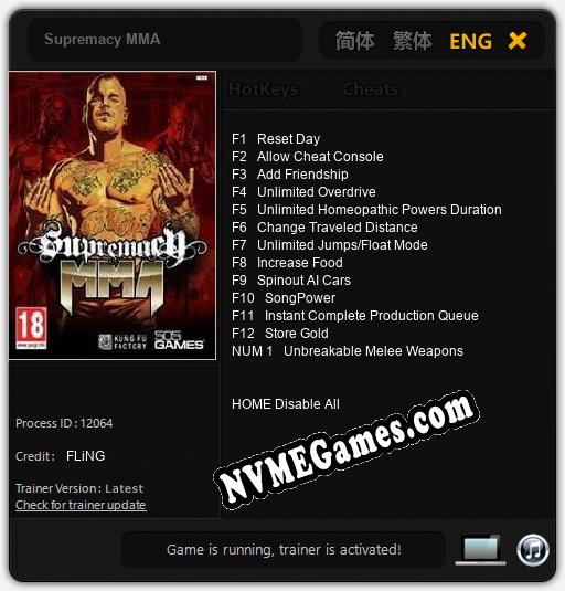 Supremacy MMA: Trainer +13 [v1.4]