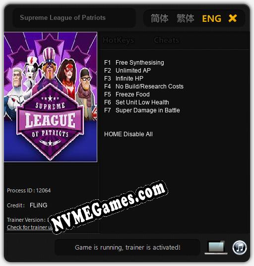 Supreme League of Patriots: Cheats, Trainer +7 [FLiNG]