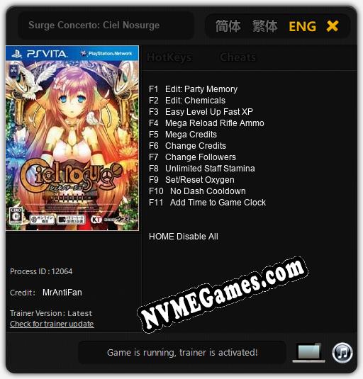 Surge Concerto: Ciel Nosurge: Trainer +11 [v1.7]