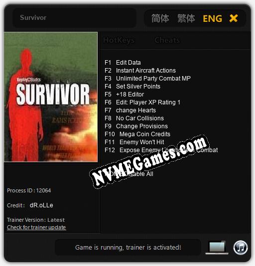 Survivor: Trainer +12 [v1.6]