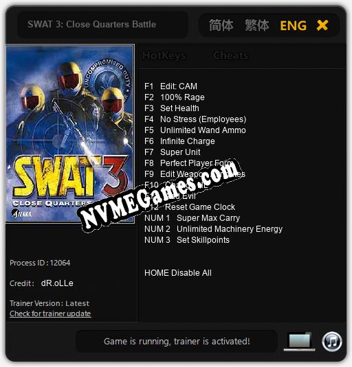 SWAT 3: Close Quarters Battle: Trainer +15 [v1.2]