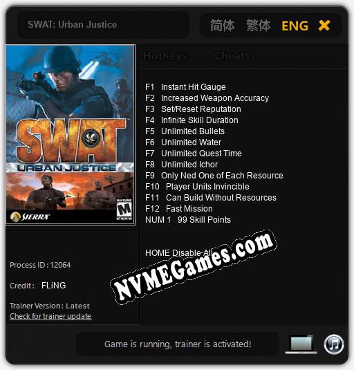 SWAT: Urban Justice: Treinador (V1.0.39)