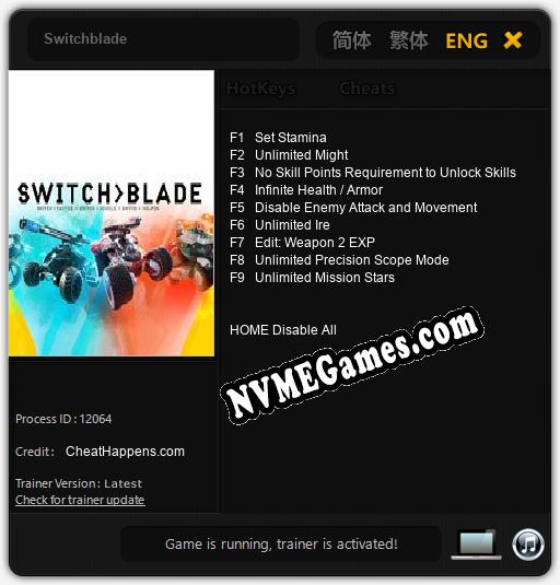 Switchblade: Trainer +9 [v1.4]