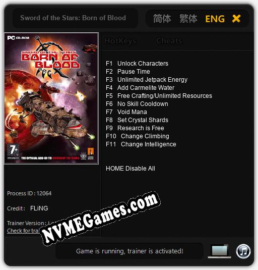 Treinador liberado para Sword of the Stars: Born of Blood [v1.0.4]