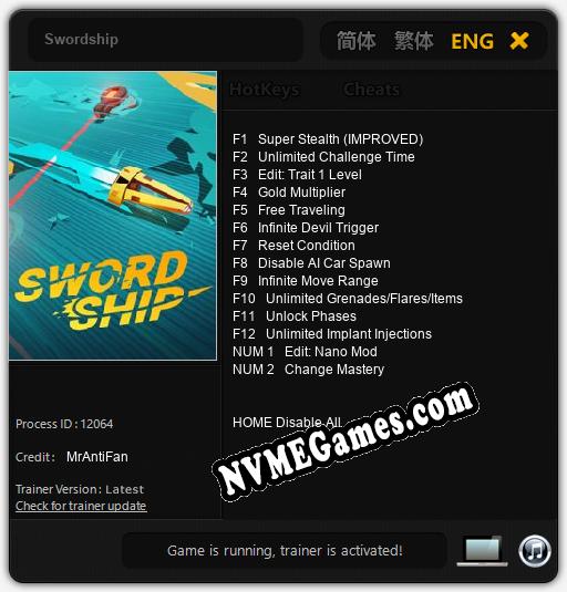 Swordship: Trainer +14 [v1.2]