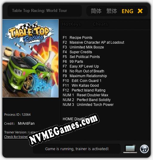 Table Top Racing: World Tour: Cheats, Trainer +15 [MrAntiFan]