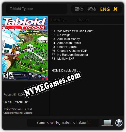 Treinador liberado para Tabloid Tycoon [v1.0.9]