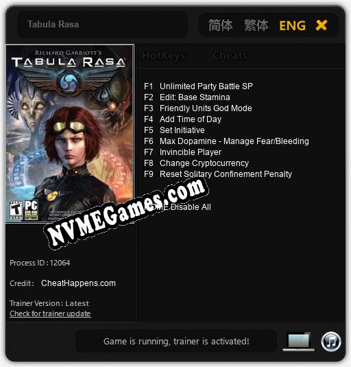 Tabula Rasa: Cheats, Trainer +9 [CheatHappens.com]