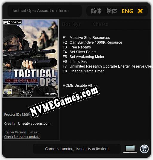 Treinador liberado para Tactical Ops: Assault on Terror [v1.0.2]