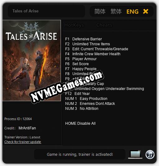 Tales of Arise: Trainer +15 [v1.7]