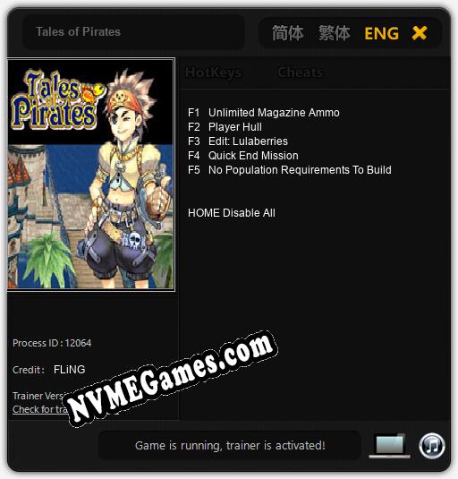 Treinador liberado para Tales of Pirates [v1.0.9]