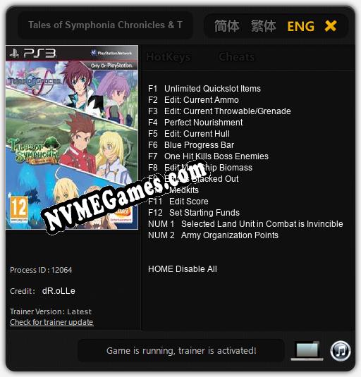 Tales of Symphonia Chronicles & Tales of Graces F Games Compilation: Cheats, Trainer +14 [dR.oLLe]