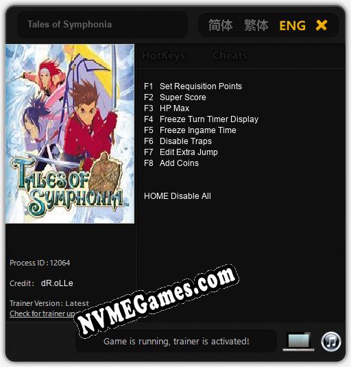 Treinador liberado para Tales of Symphonia [v1.0.7]